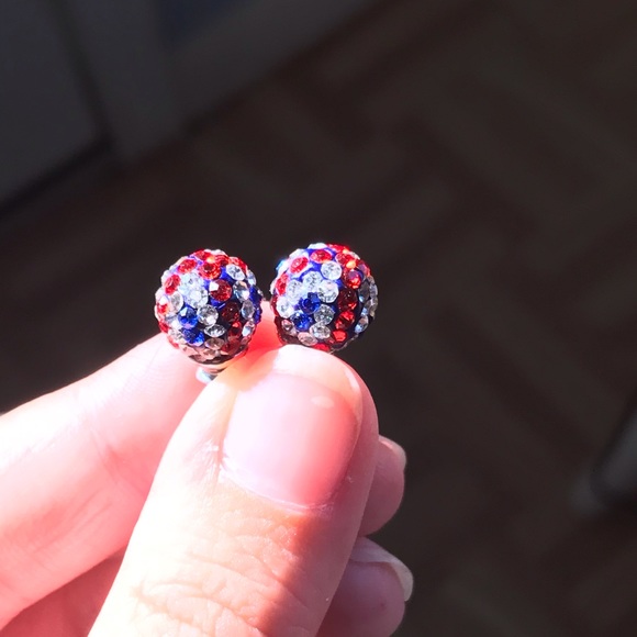 Union Jack crystal orb post earrings - Picture 6 of 6